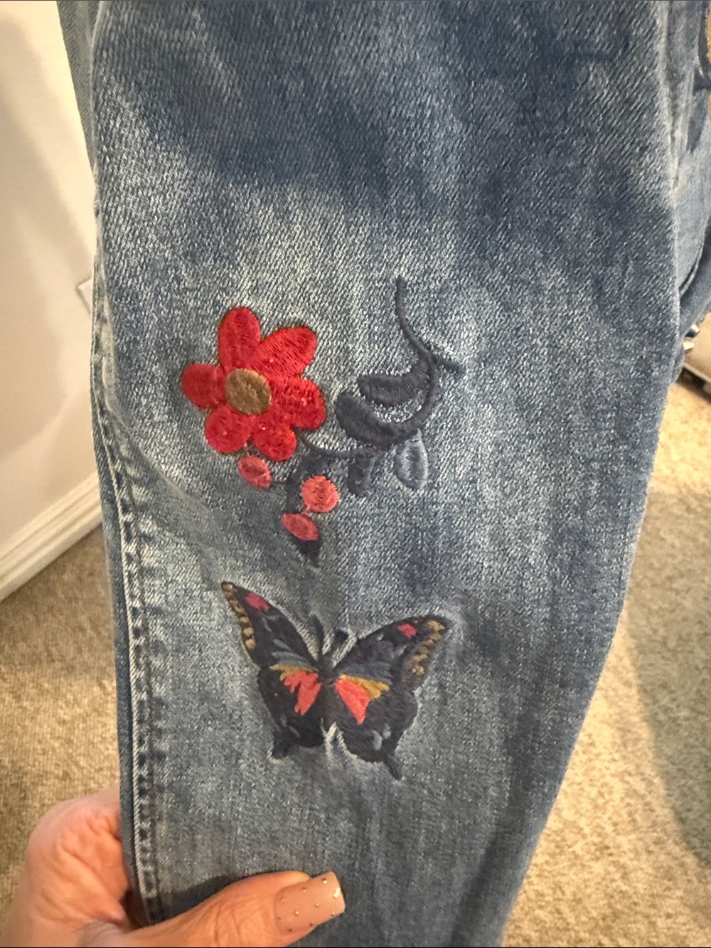 Billy T Embroidered Medium Wash Denim Jacket - Blue - Large - Picture 4 of 6